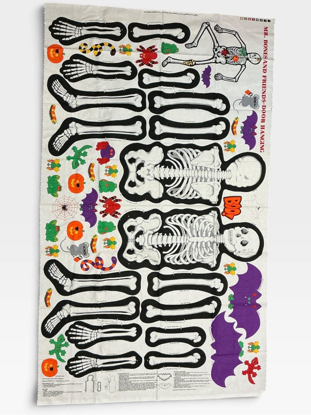 Mr. Bones and Friends Halloween Cranston Skeleton Fabric Panel Skull